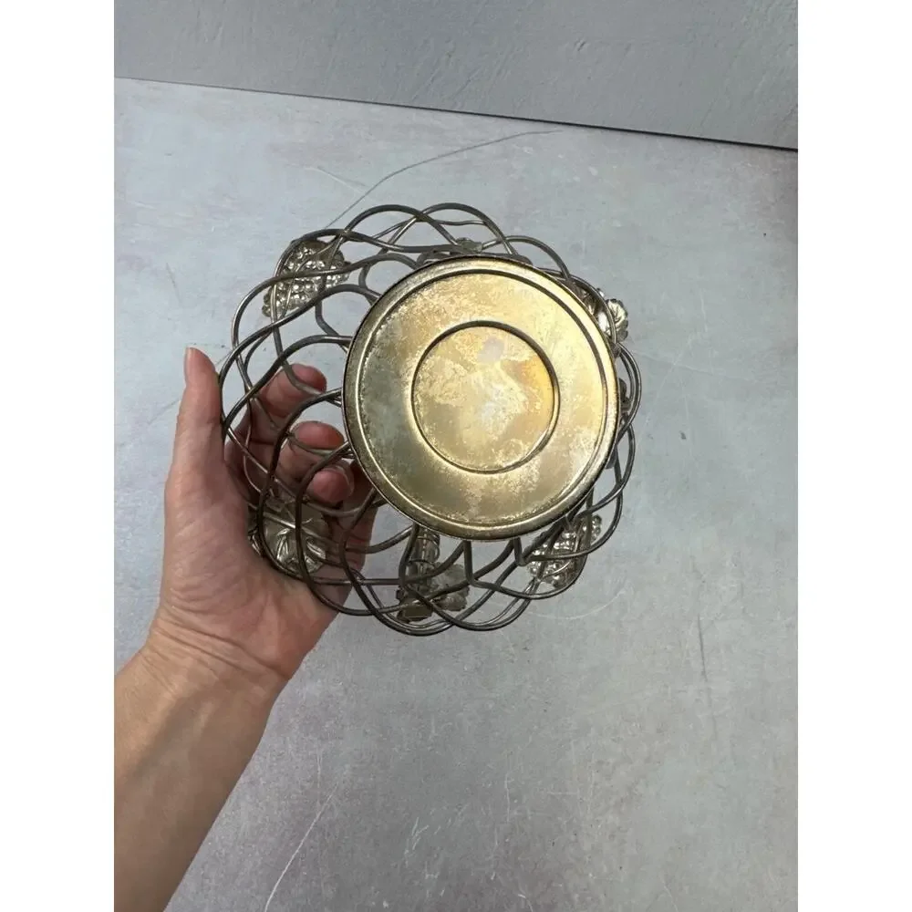 Godinger Vintage Silver Plated Wire Basket Grape Leaf Decorative Display Bowl Sm